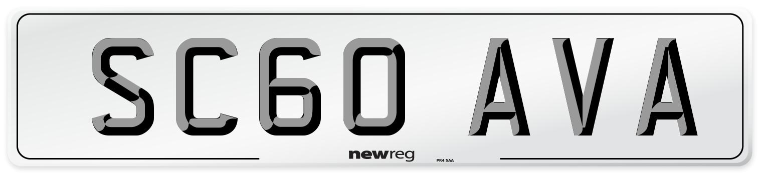 SC60 AVA Number Plate from New Reg